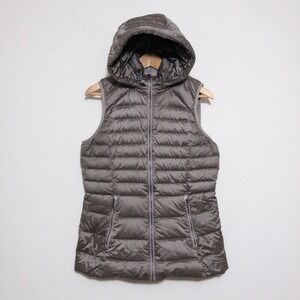 Lululemon Brave The Cold Hooded Goose Down Puffer Vest Womens Size 8 Dark Chrome